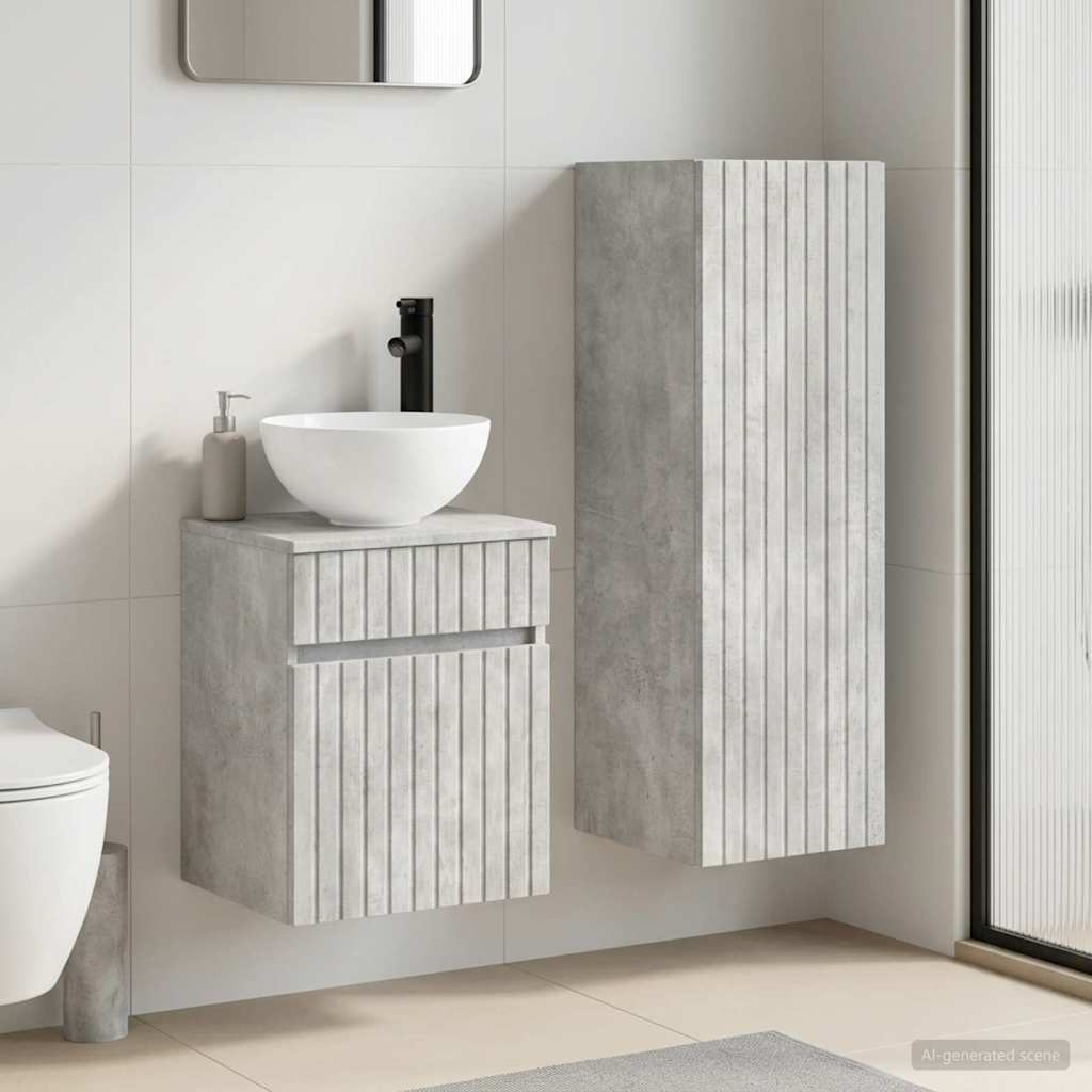 vidaXL Bathroom Furniture Set 2 pcs Concrete Grey 33 x 34.5 x 100 cm 1