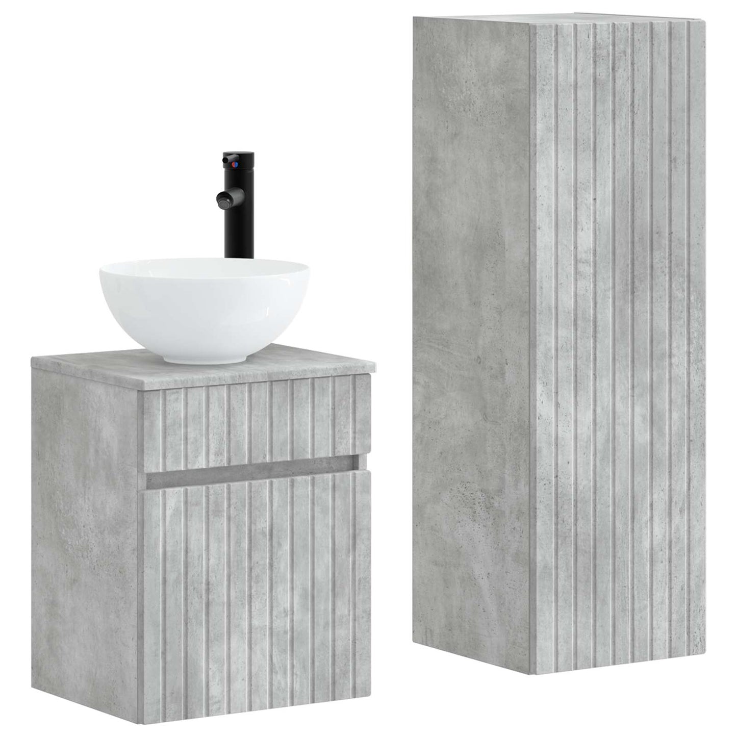 vidaXL Bathroom Furniture Set 2 pcs Concrete Grey 33 x 34.5 x 100 cm 2