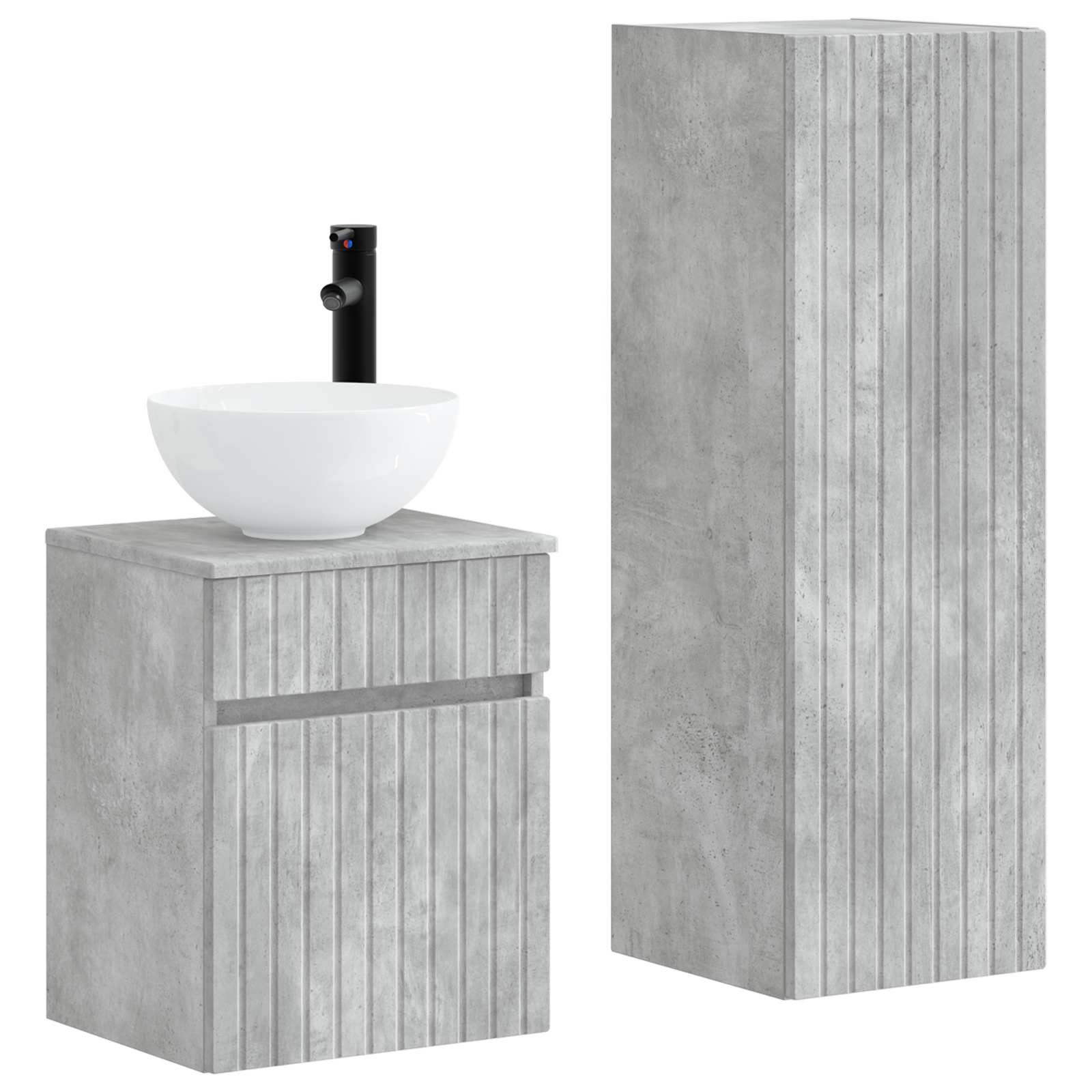 vidaXL Bathroom Furniture Set 2 pcs Concrete Grey 33 x 34.5 x 100 cm 2