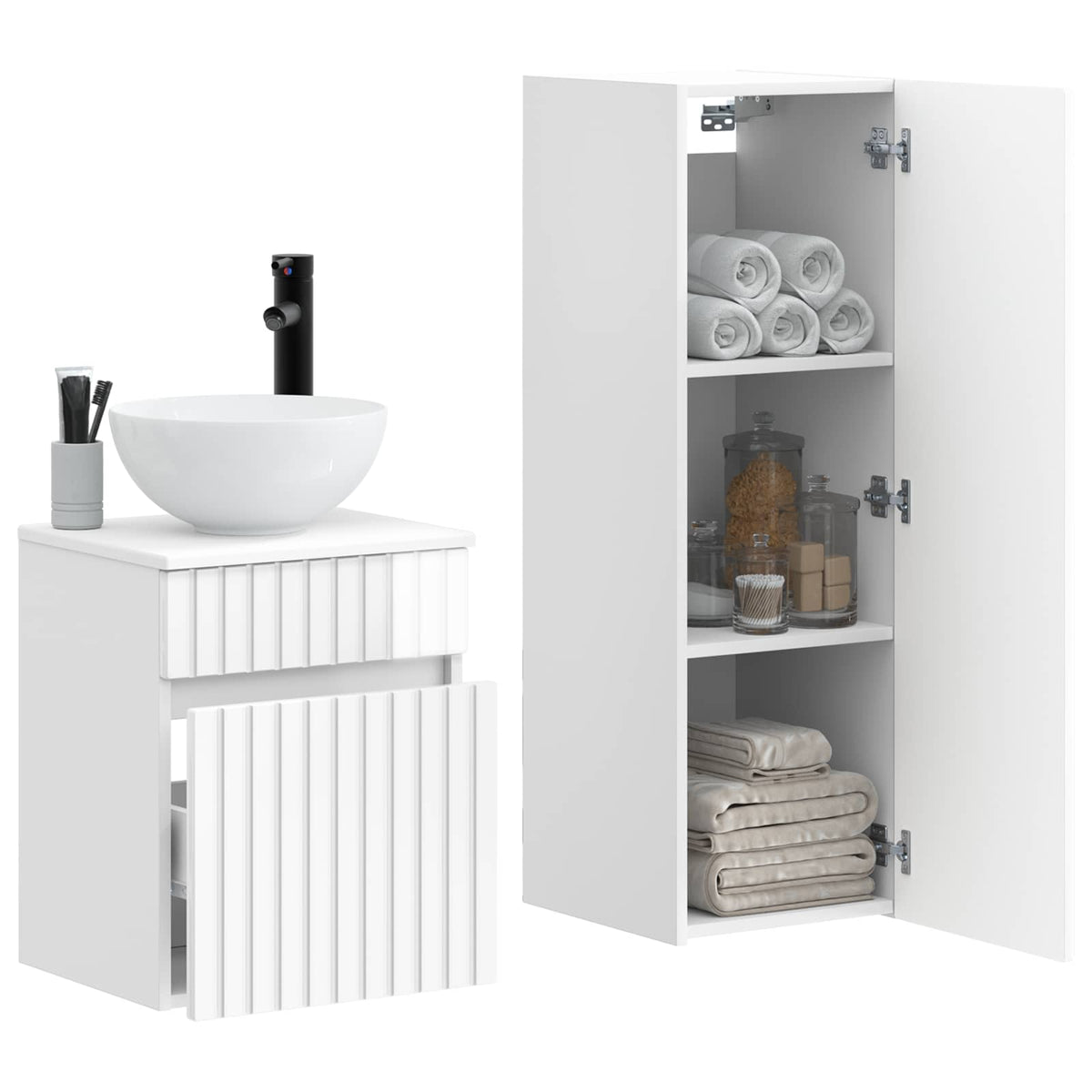Bathroom Cabinet Set 2 pcs 33 x 34.5 x 100 cm High gloss white