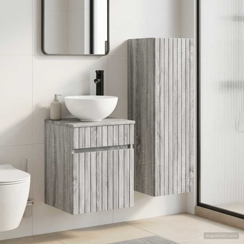 vidaXL Bathroom Furniture Set 2 pcs Grey Sonoma 33 x 34.5 x 100 cm 1