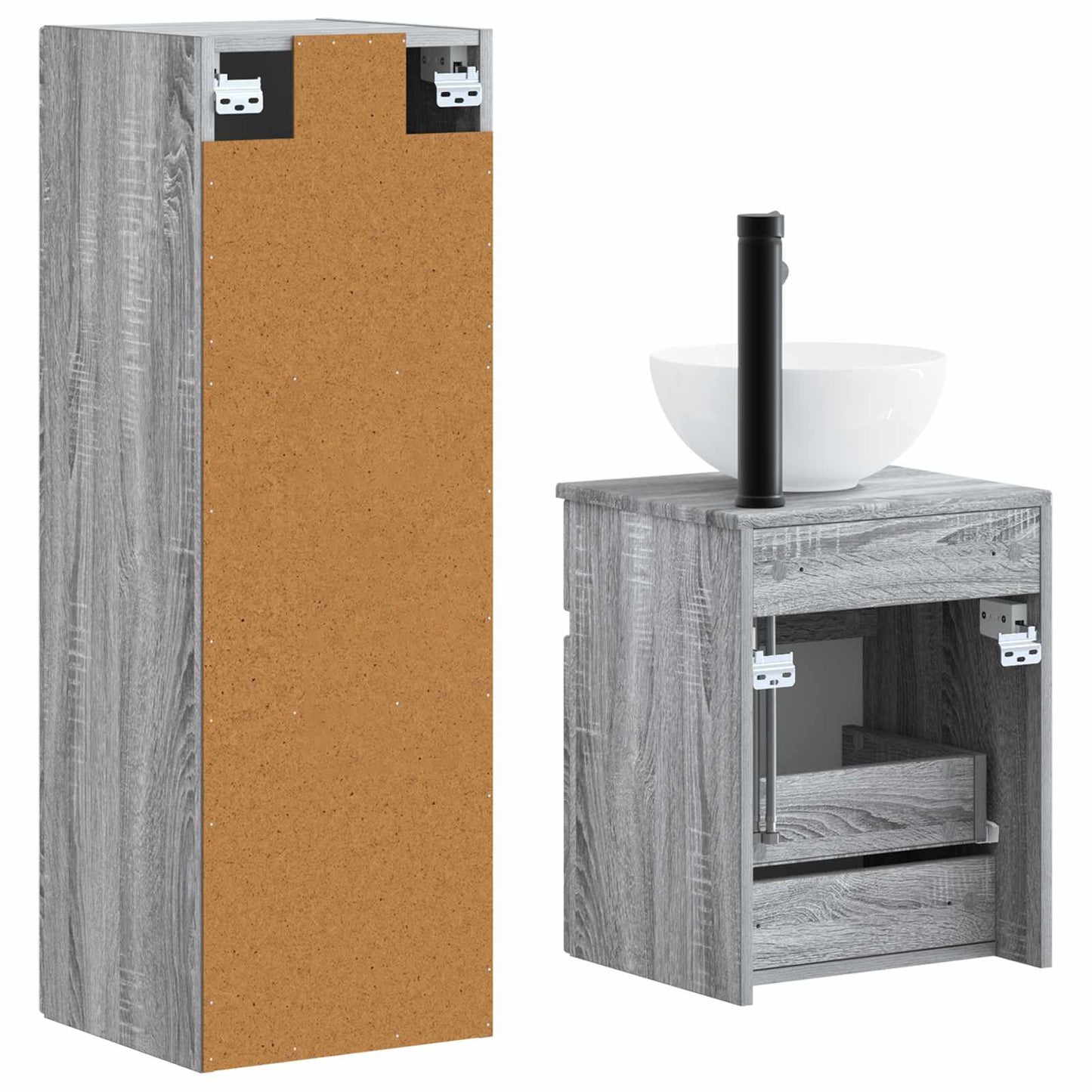 vidaXL Bathroom Furniture Set 2 pcs Grey Sonoma 33 x 34.5 x 100 cm 5