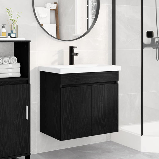 vidaXL Bathroom Vanity Unit with Tap Black Oak 61 x 40 x 74.5 cm 1