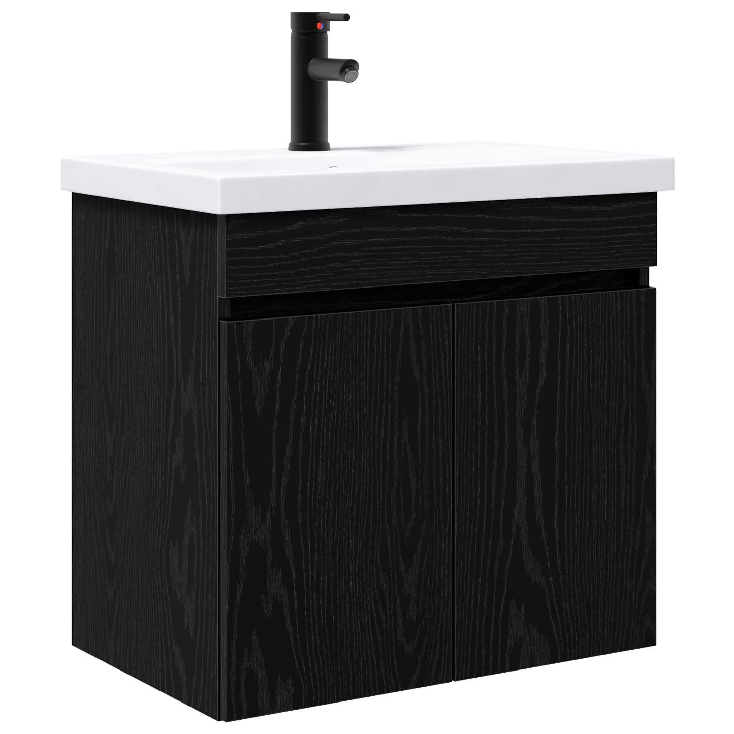 vidaXL Bathroom Vanity Unit with Tap Black Oak 61 x 40 x 74.5 cm 2