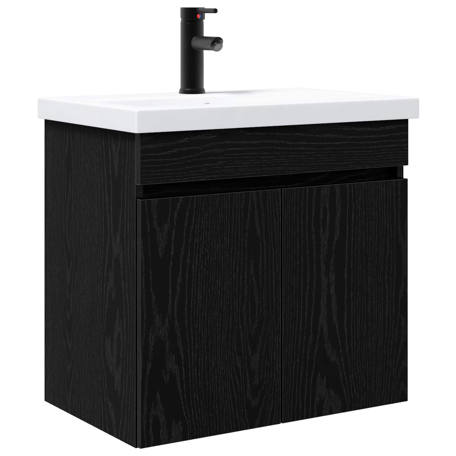 vidaXL Bathroom Vanity Unit with Tap Black Oak 61 x 40 x 74.5 cm 2
