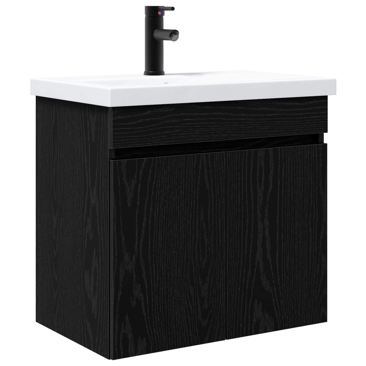 Bathroom Vanity Unit with Tap 61 x 40 x 74.5 cm Black oak