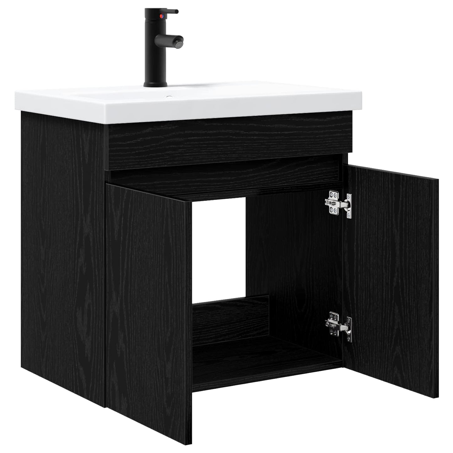 vidaXL Bathroom Vanity Unit with Tap Black Oak 61 x 40 x 74.5 cm 4