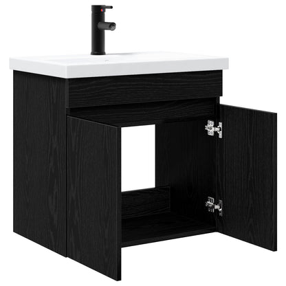 vidaXL Bathroom Vanity Unit with Tap Black Oak 61 x 40 x 74.5 cm 4