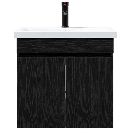 vidaXL Bathroom Vanity Unit with Tap Black Oak 61 x 40 x 74.5 cm 5