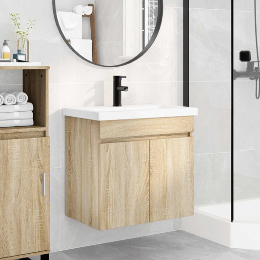 vidaXL Bathroom Vanity Unit with Tap Sonoma Oak 61 x 40 x 74.5 cm 1