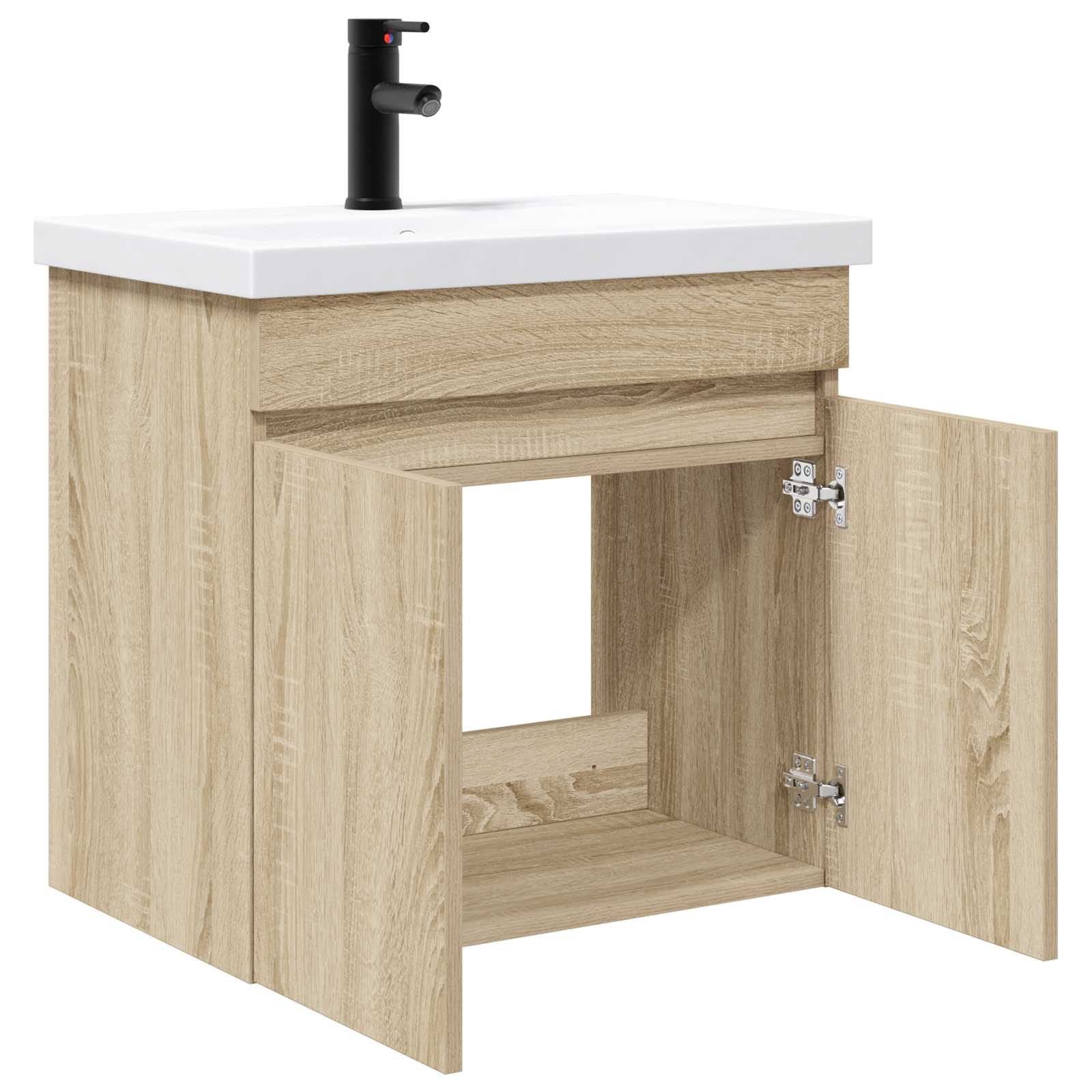 vidaXL Bathroom Vanity Unit with Tap Sonoma Oak 61 x 40 x 74.5 cm 4