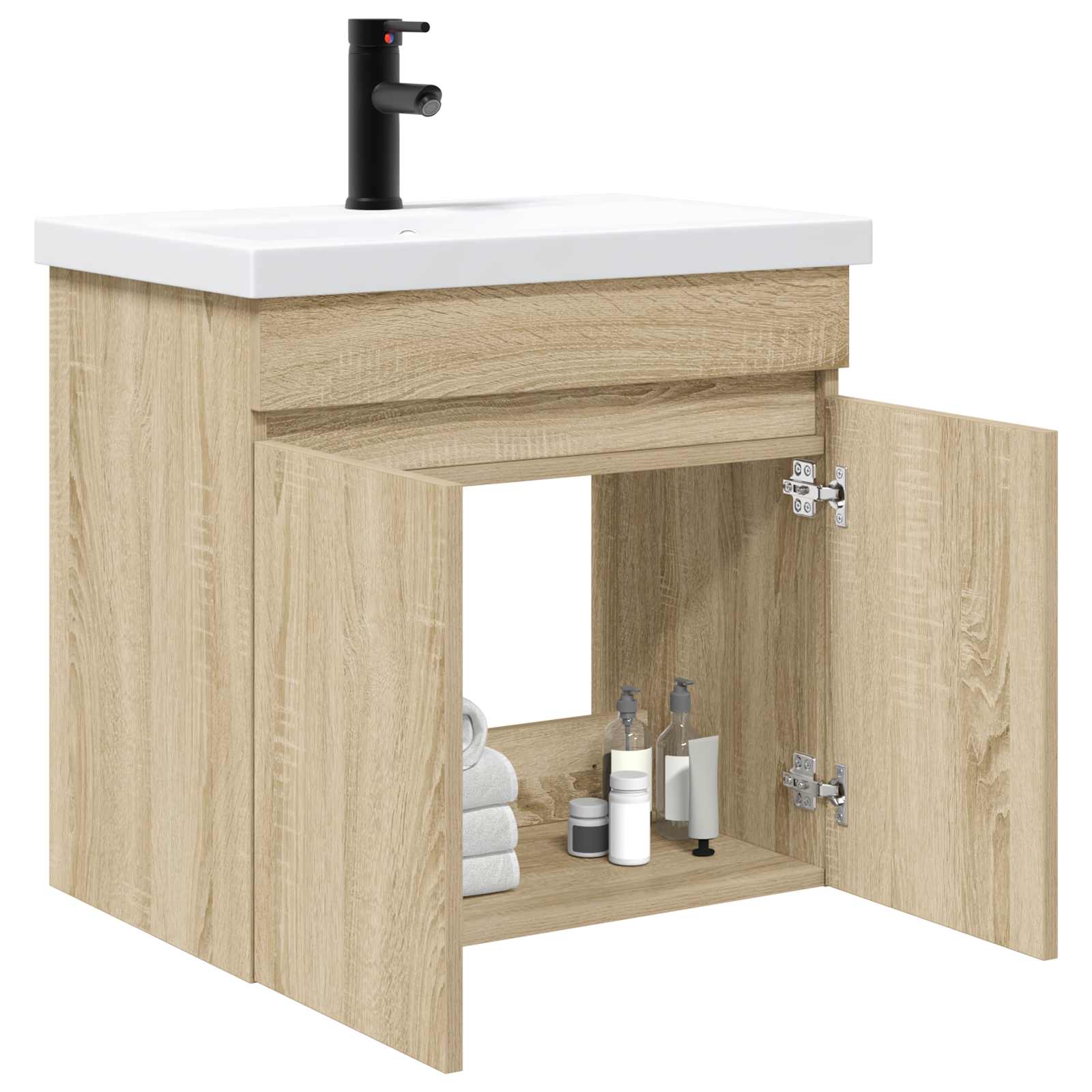 vidaXL Bathroom Vanity Unit with Tap Sonoma Oak 61 x 40 x 74.5 cm 3