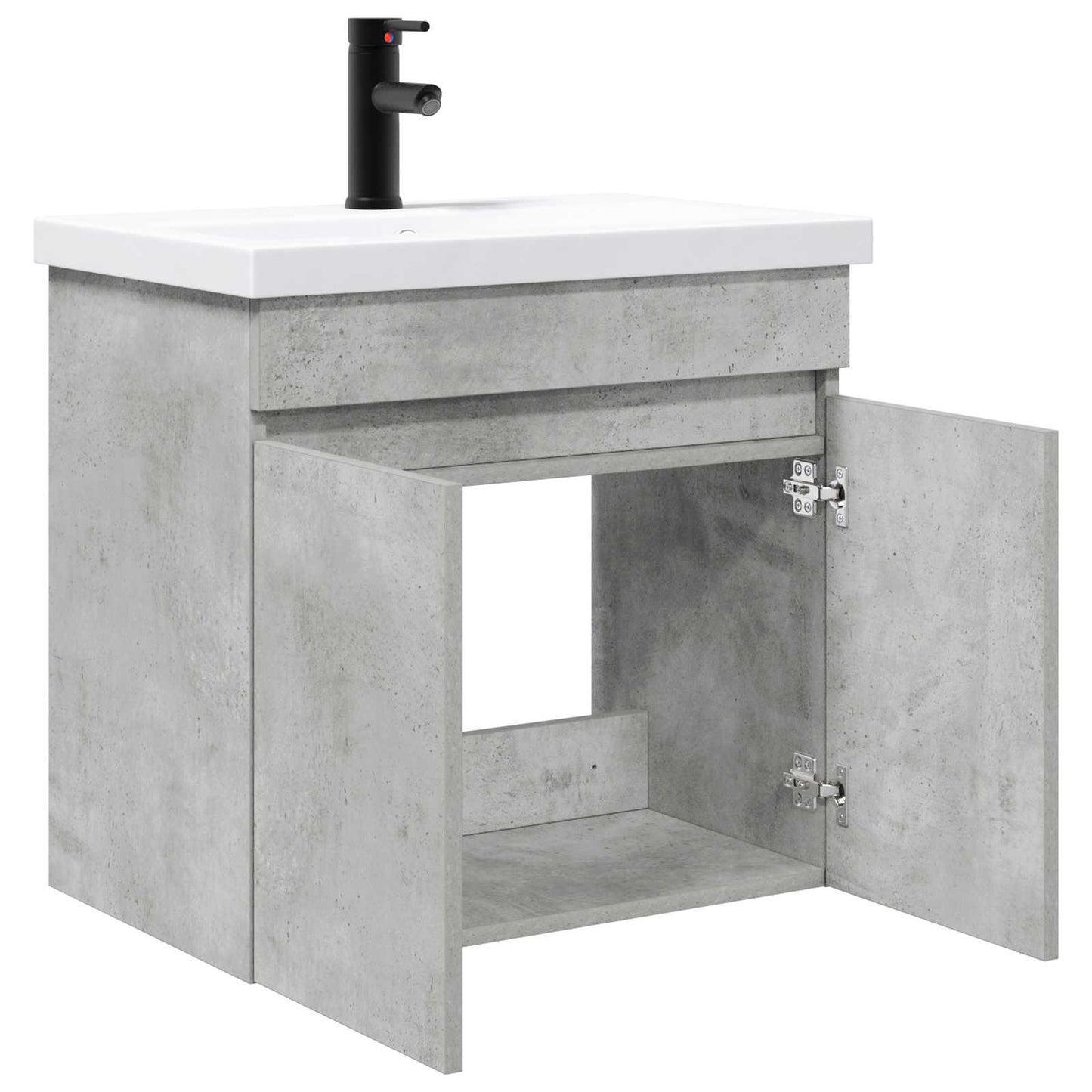 vidaXL Bathroom Vanity Unit with Tap Concrete Grey 61 x 40 x 74.5 cm 4