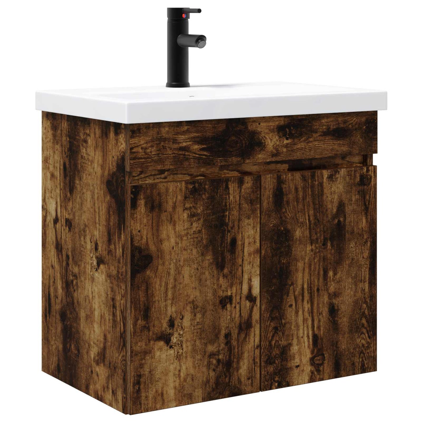 vidaXL Bathroom Vanity Unit with Tap Smoked Oak 61 x 40 x 74.5 cm 2