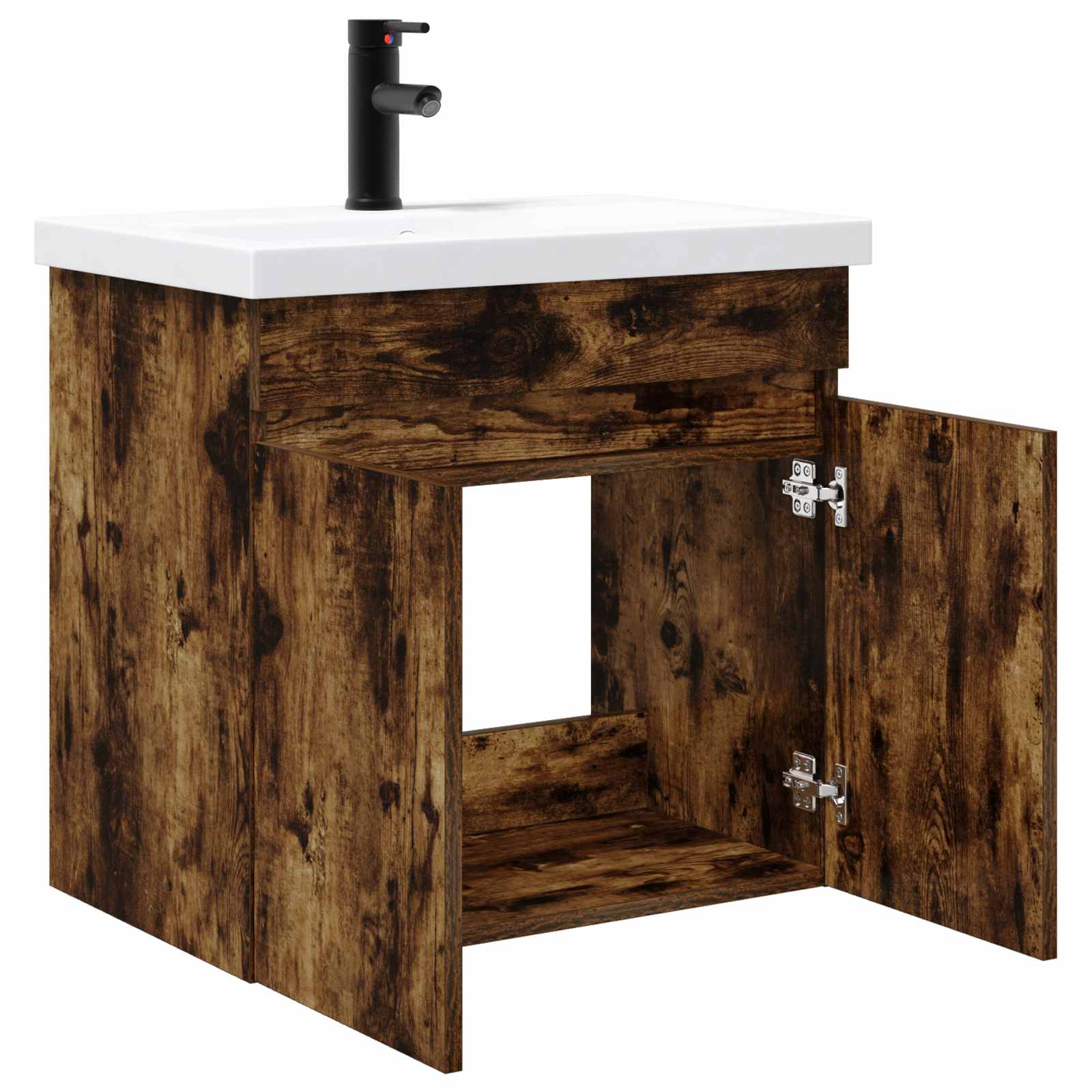 vidaXL Bathroom Vanity Unit with Tap Smoked Oak 61 x 40 x 74.5 cm 4