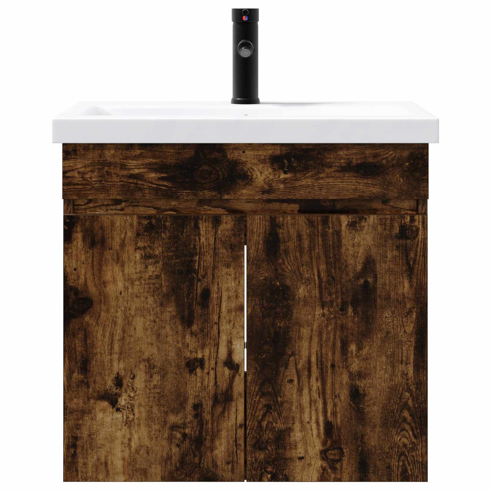 vidaXL Bathroom Vanity Unit with Tap Smoked Oak 61 x 40 x 74.5 cm 5
