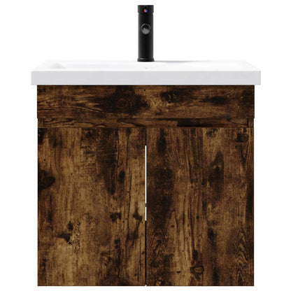 vidaXL Bathroom Vanity Unit with Tap Smoked Oak 61 x 40 x 74.5 cm 5
