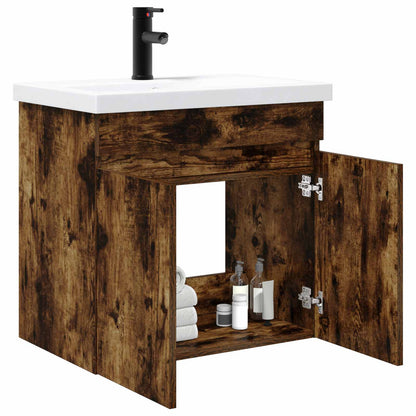vidaXL Bathroom Vanity Unit with Tap Smoked Oak 61 x 40 x 74.5 cm 3