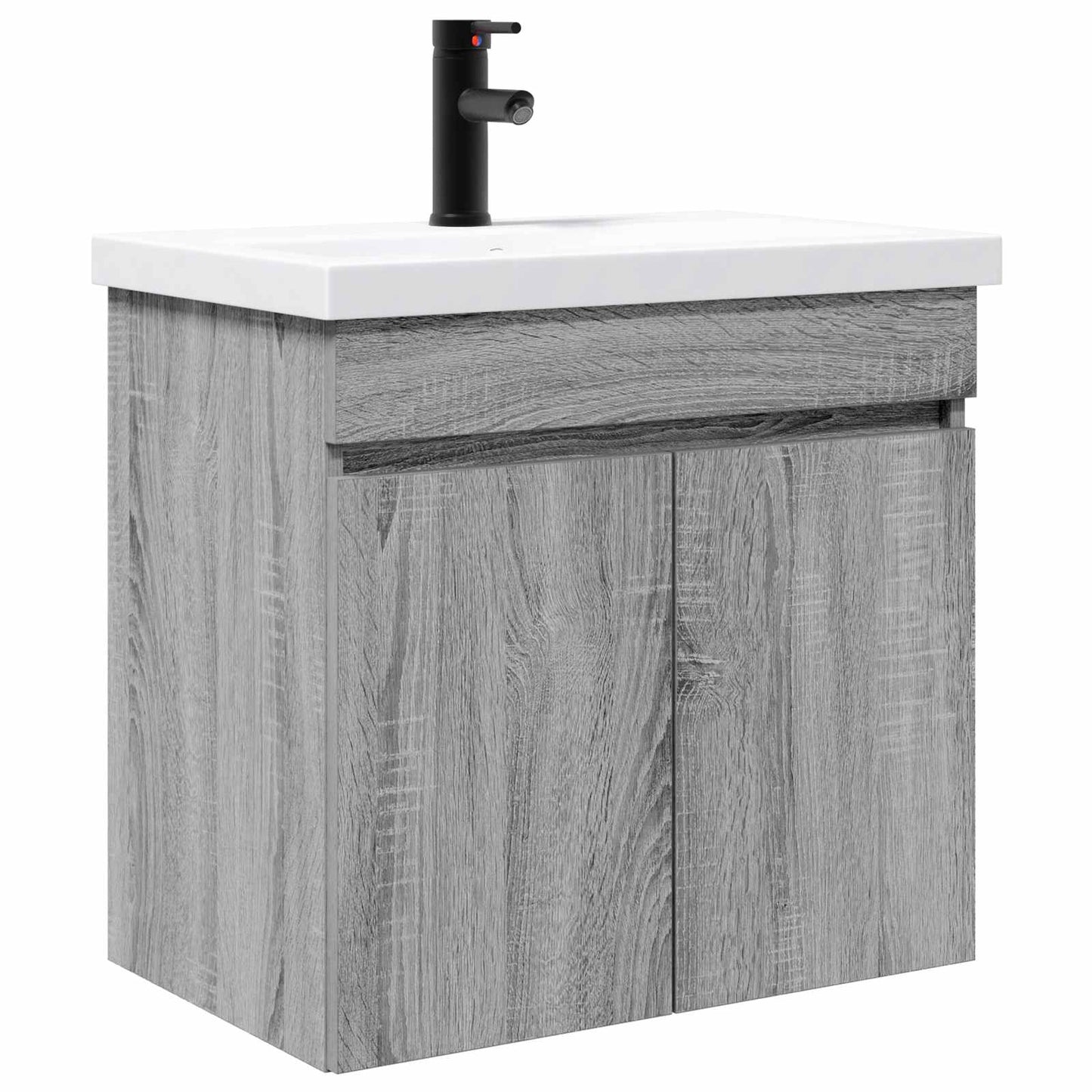 vidaXL Bathroom Vanity Unit with Tap Grey Sonoma 61 x 40 x 74.5 cm 2