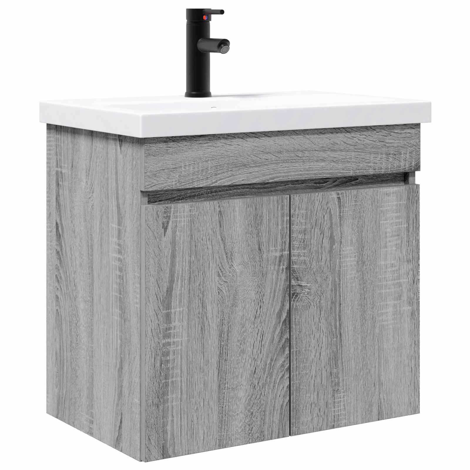 vidaXL Bathroom Vanity Unit with Tap Grey Sonoma 61 x 40 x 74.5 cm 2