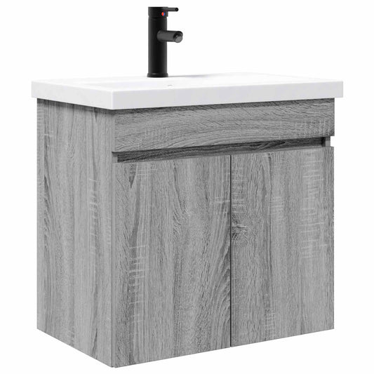 vidaXL Bathroom Vanity Unit with Tap Grey Sonoma 61 x 40 x 74.5 cm 2