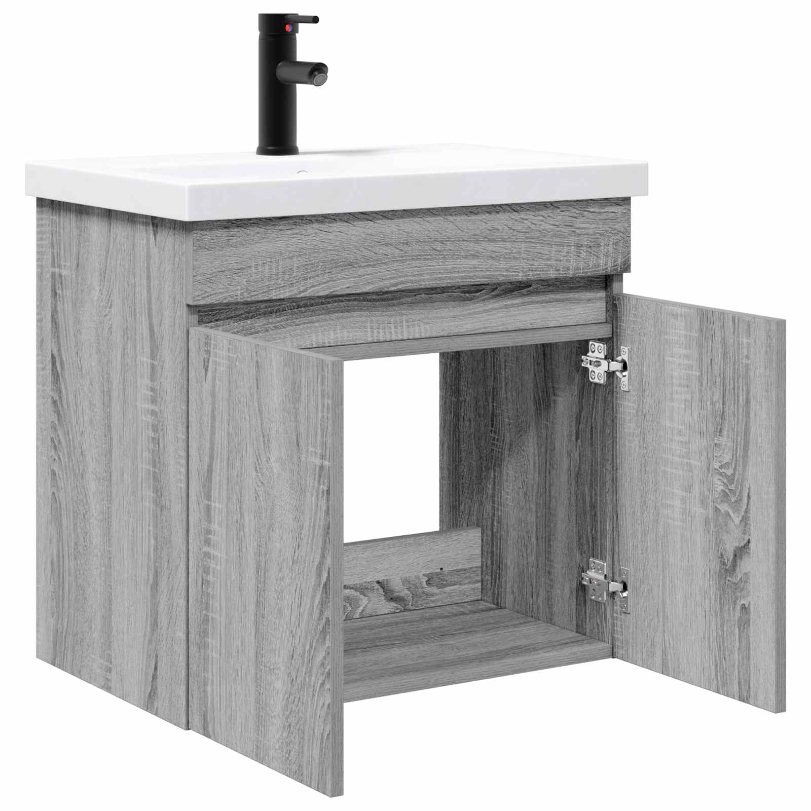 vidaXL Bathroom Vanity Unit with Tap Grey Sonoma 61 x 40 x 74.5 cm 4