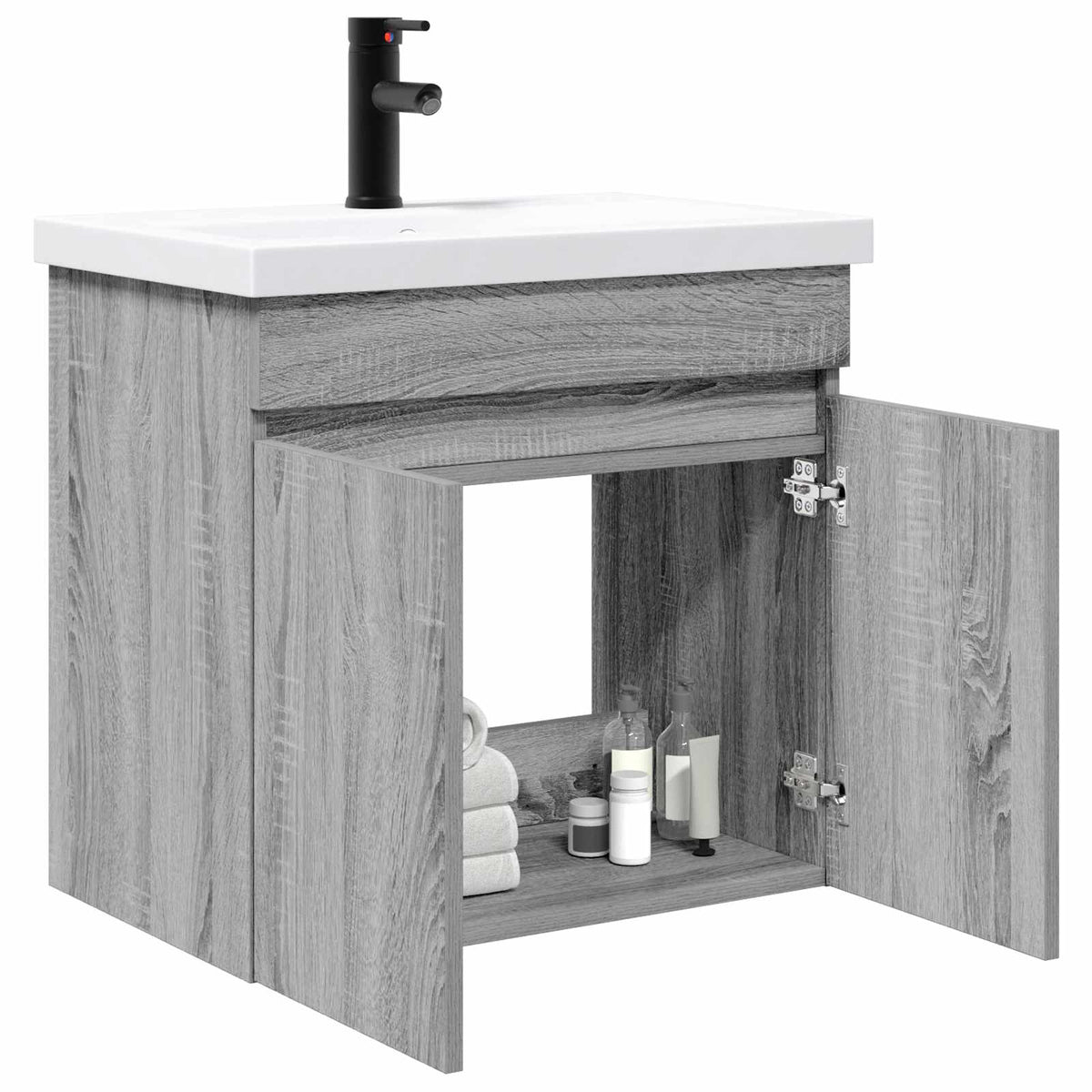 Bathroom Vanity Unit with Tap 61 x 40 x 74.5 cm Grey sonoma