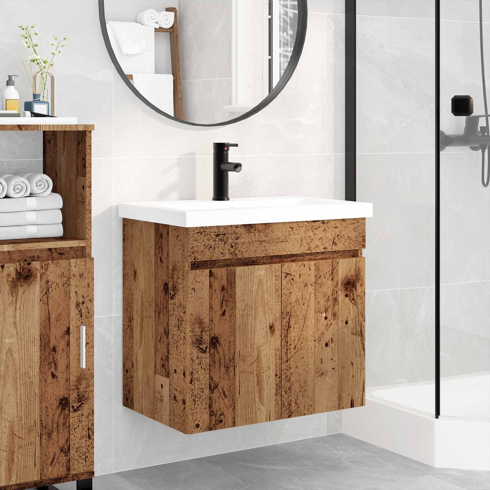 vidaXL Bathroom Vanity Unit with Tap Old Wood 61 x 40 x 74.5 cm 1