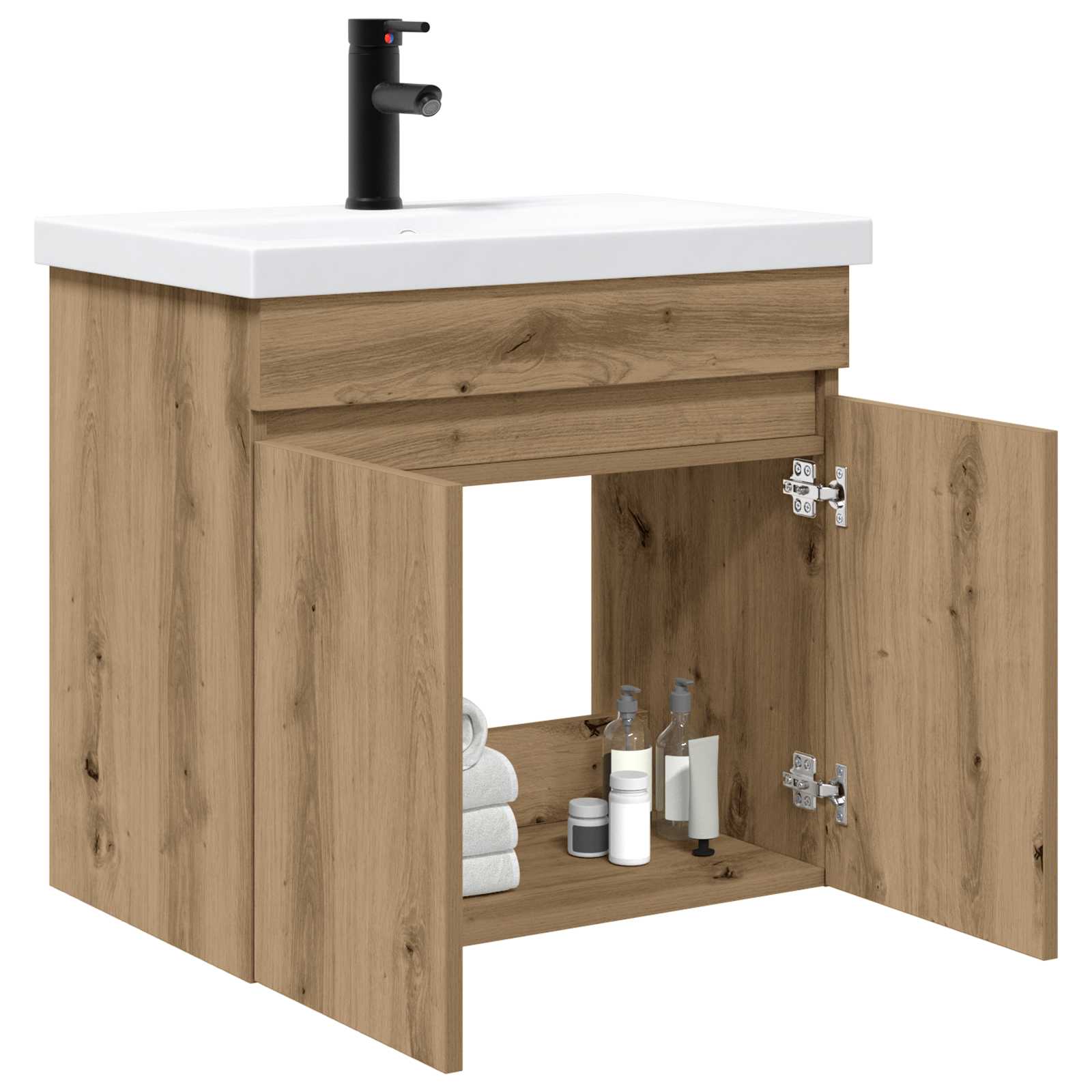 vidaXL Bathroom Vanity Unit with Tap Artisan Oak 61 x 40 x 74.5 cm 3