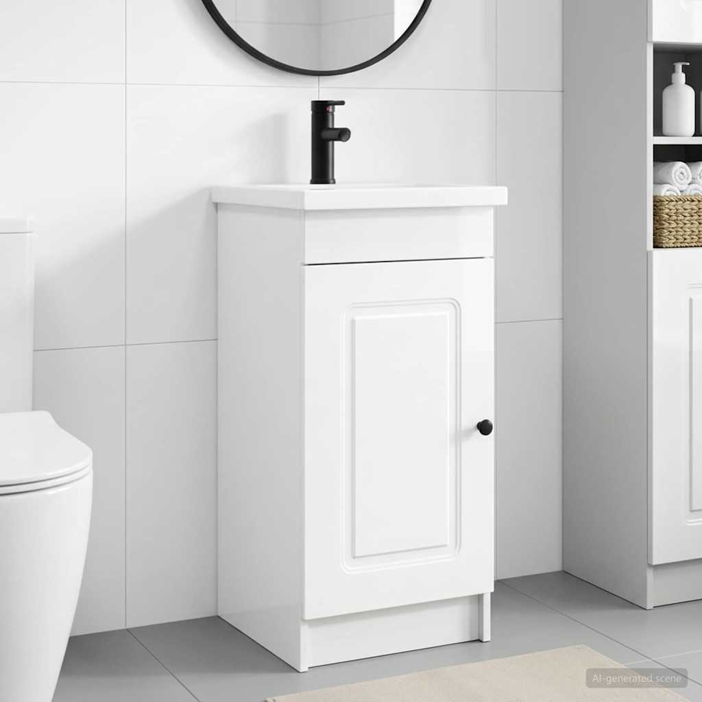 vidaXL Bathroom Vanity with Sink High Gloss White 42 x 40 x 84.5 cm 1