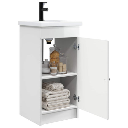 vidaXL Bathroom Vanity with Sink High Gloss White 42 x 40 x 84.5 cm 3