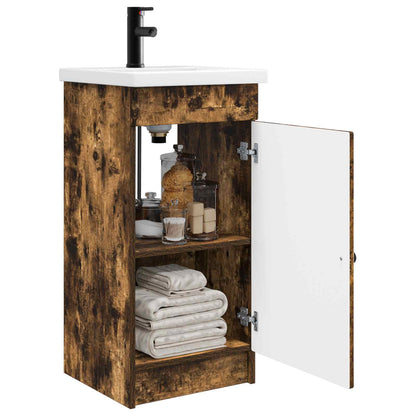 vidaXL Bathroom Vanity with Sink Smoked Oak 42 x 40 x 84.5 cm 3