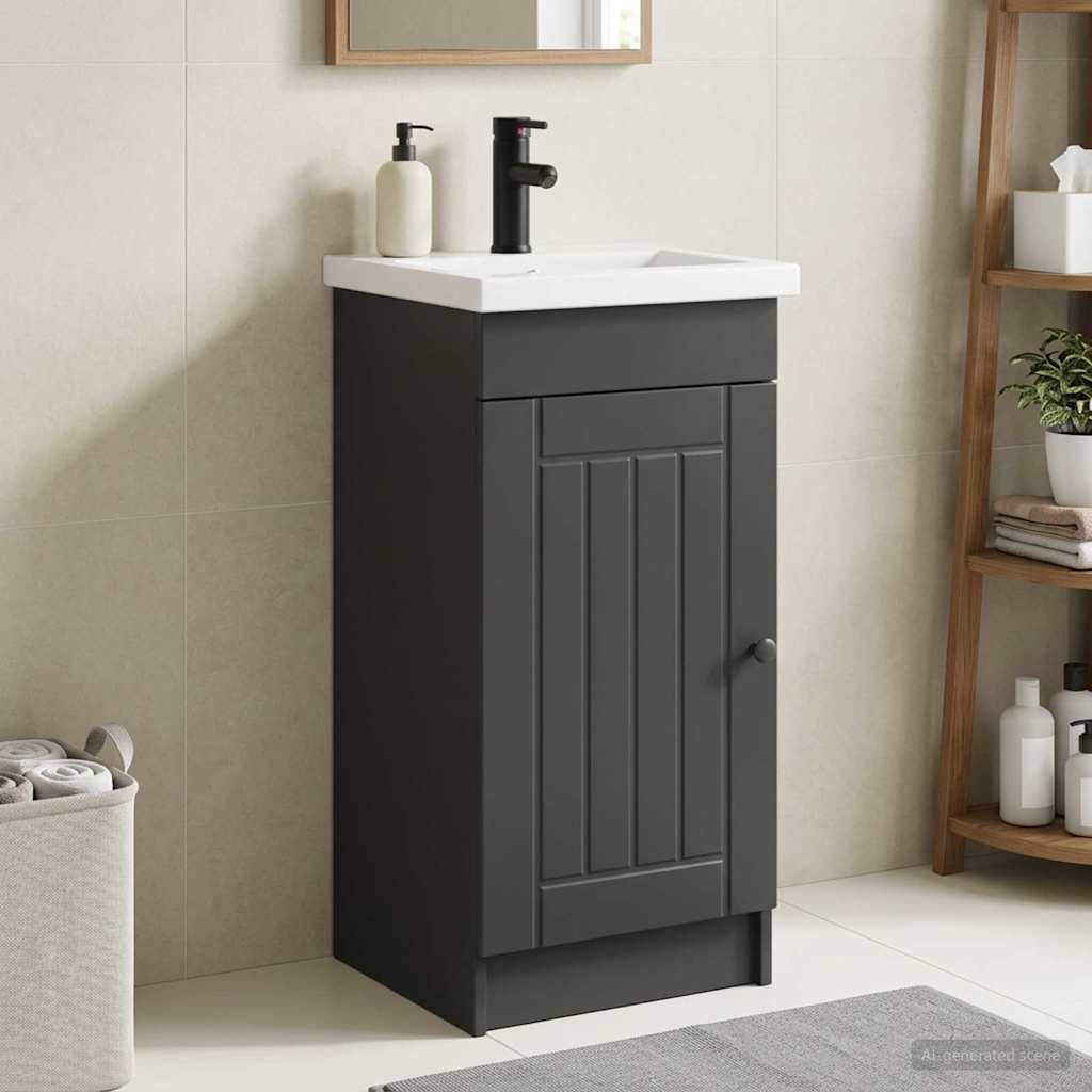 vidaXL Bathroom Vanity with Sink Black 42 x 40 x 84.5 cm 1