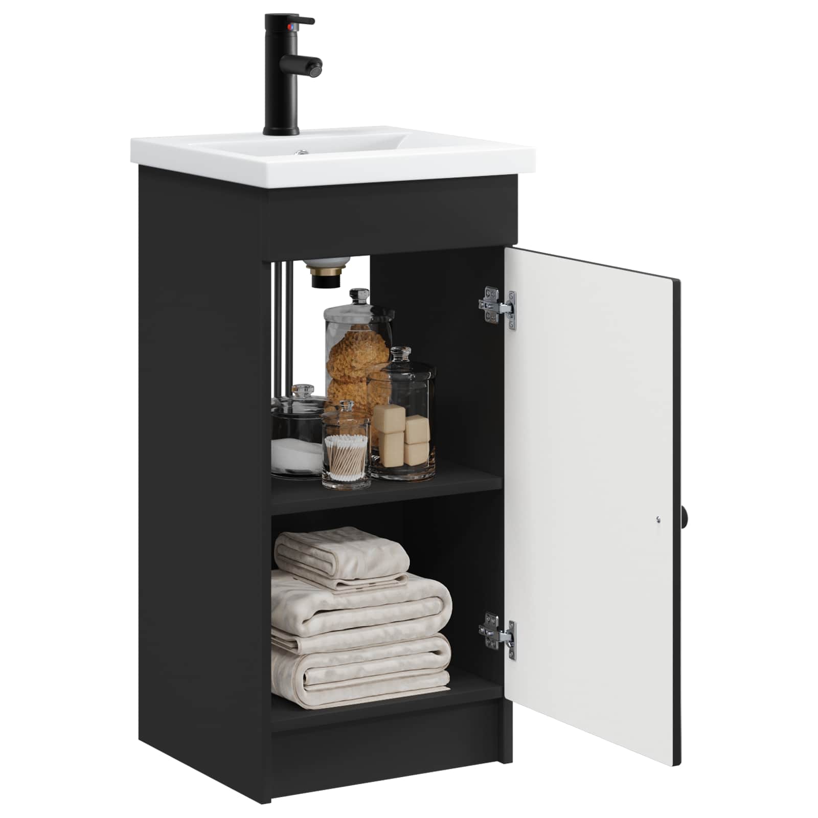vidaXL Bathroom Vanity with Sink Black 42 x 40 x 84.5 cm 3