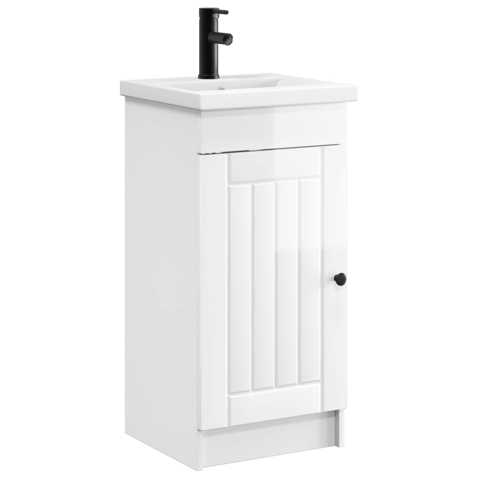 vidaXL Bathroom Vanity with Sink High Gloss White 42 x 40 x 84.5 cm 2