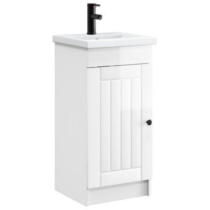 vidaXL Bathroom Vanity with Sink High Gloss White 42 x 40 x 84.5 cm 2