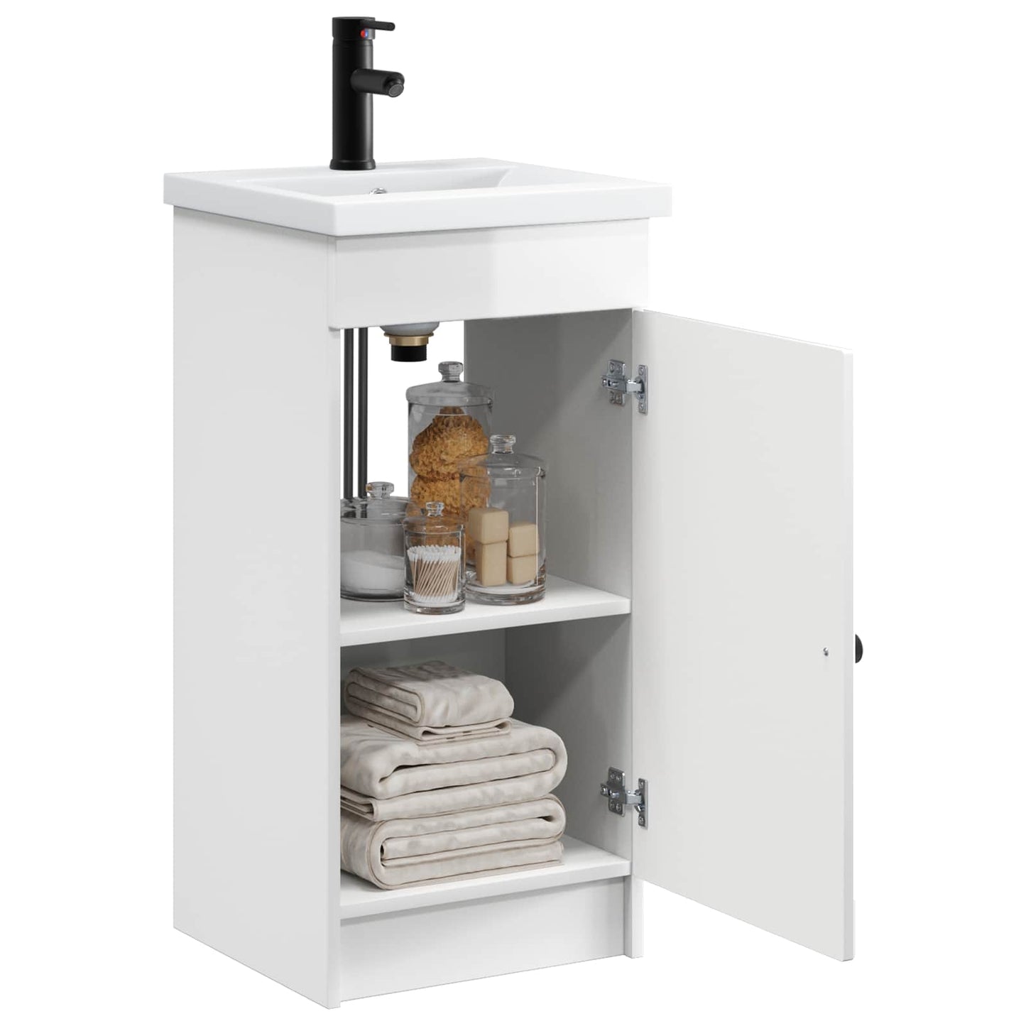 vidaXL Bathroom Vanity with Sink High Gloss White 42 x 40 x 84.5 cm 3
