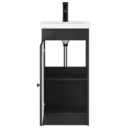 vidaXL Bathroom Vanity with Sink Black 42 x 40 x 84.5 cm 4