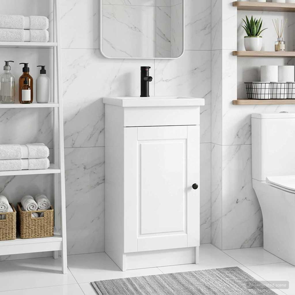 vidaXL Bathroom Vanity with Sink High Gloss White 42 x 40 x 84.5 cm 1