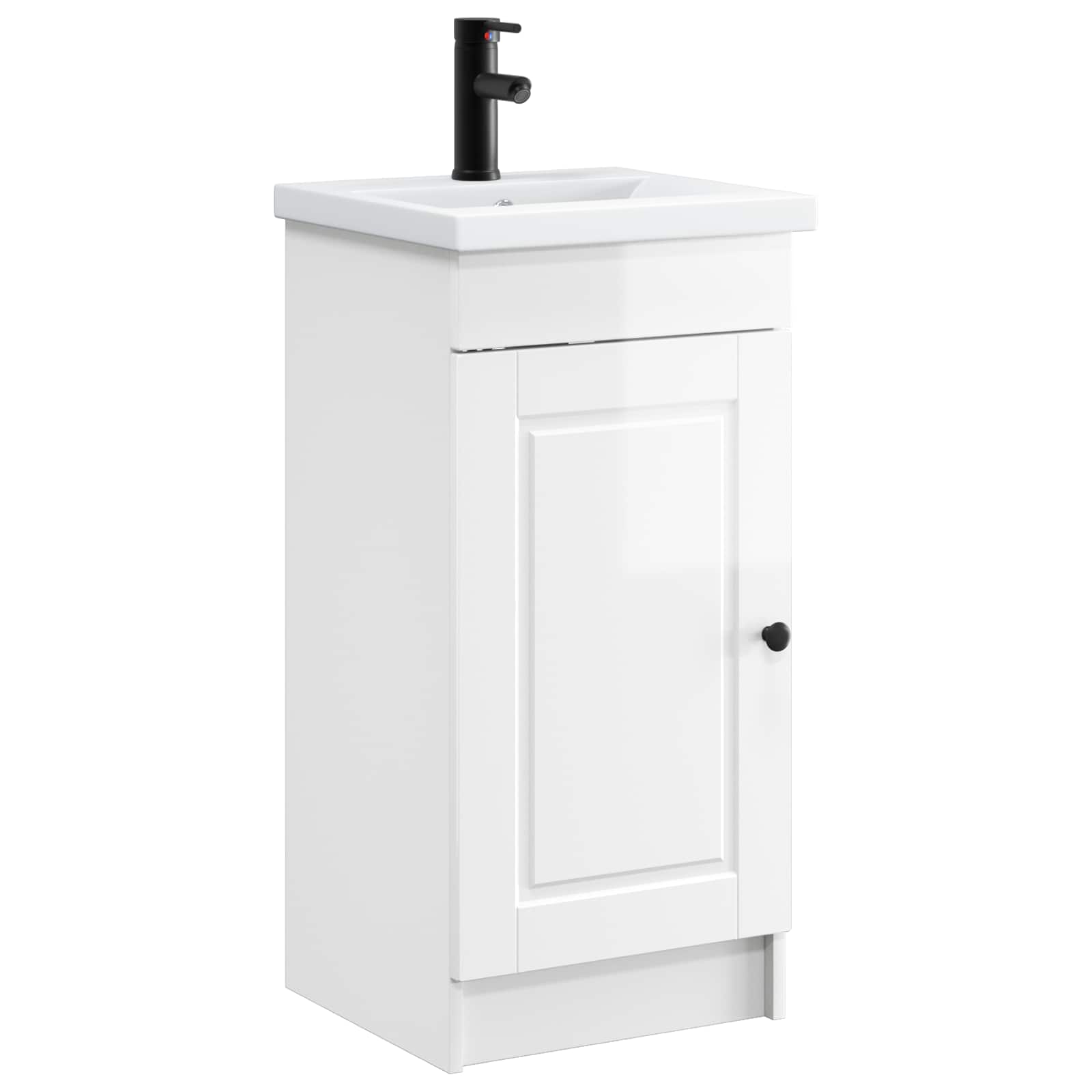 vidaXL Bathroom Vanity with Sink High Gloss White 42 x 40 x 84.5 cm 2