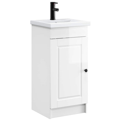 vidaXL Bathroom Vanity with Sink High Gloss White 42 x 40 x 84.5 cm 2