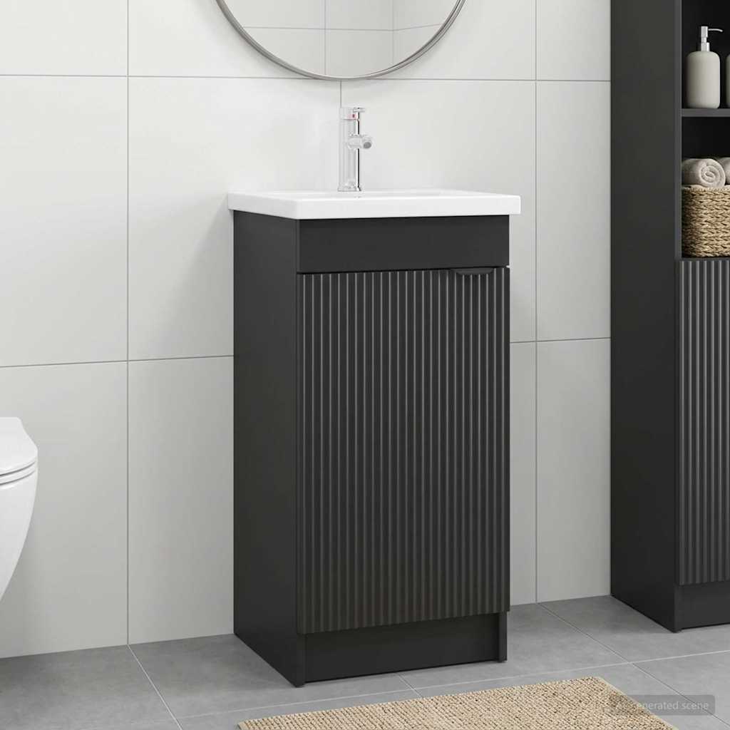 vidaXL Bathroom Vanity with Sink Black 42 x 40 x 84.5 cm 1
