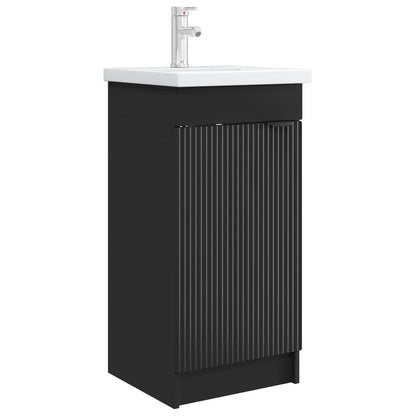 vidaXL Bathroom Vanity with Sink Black 42 x 40 x 84.5 cm 2