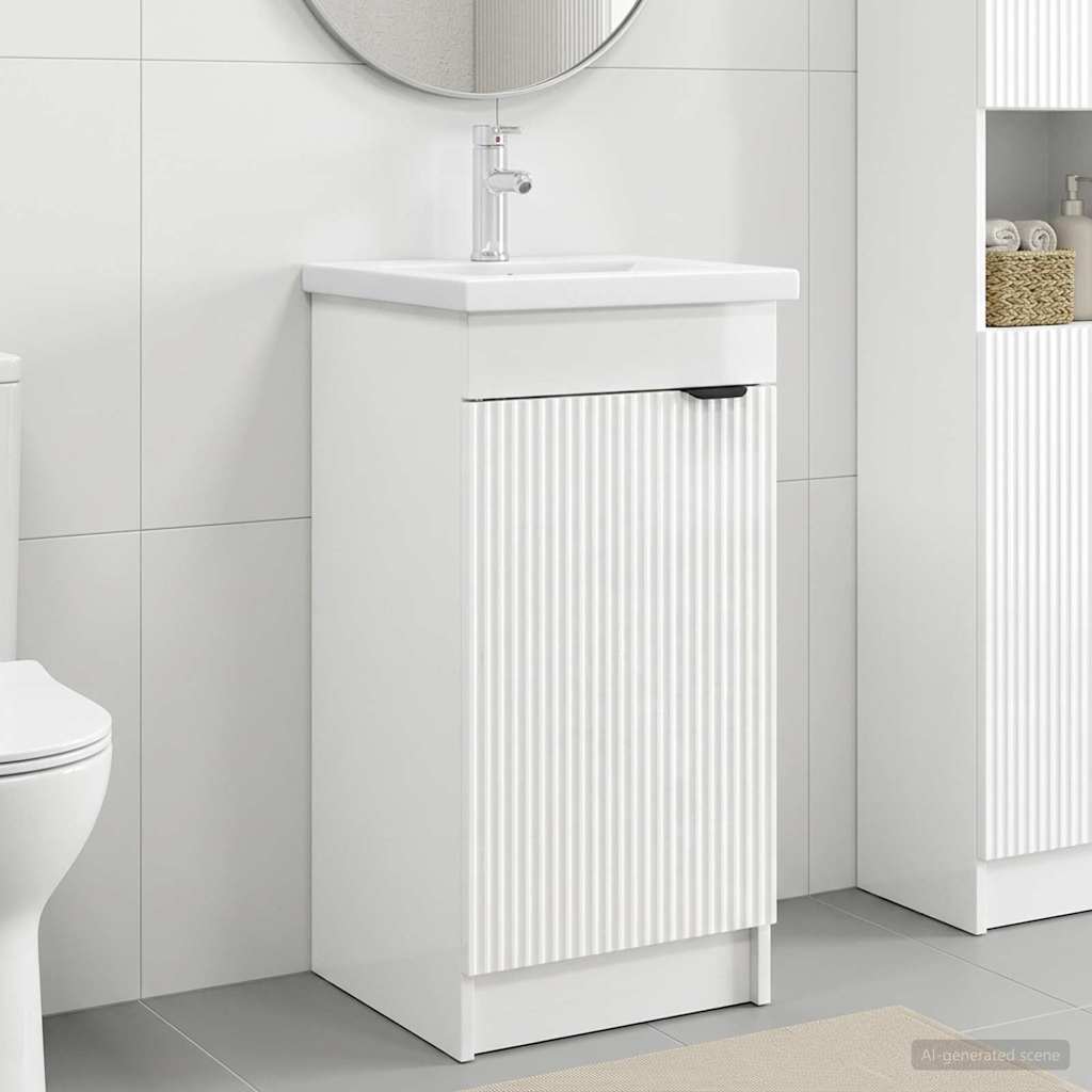 vidaXL Bathroom Vanity with Sink High Gloss White 42 x 40 x 84.5 cm 1