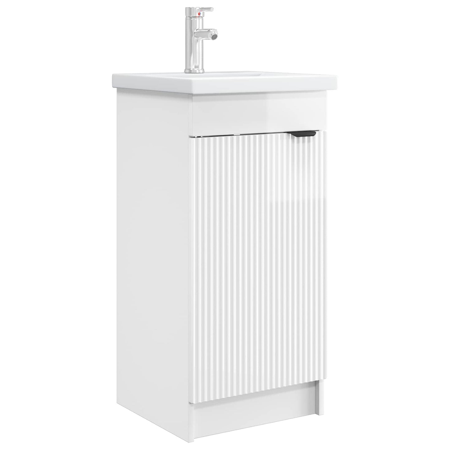 vidaXL Bathroom Vanity with Sink High Gloss White 42 x 40 x 84.5 cm 2