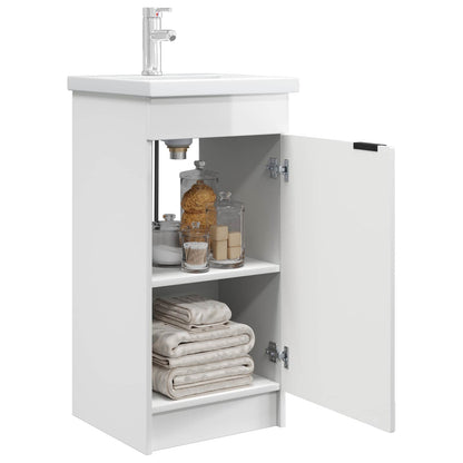 vidaXL Bathroom Vanity with Sink High Gloss White 42 x 40 x 84.5 cm 3