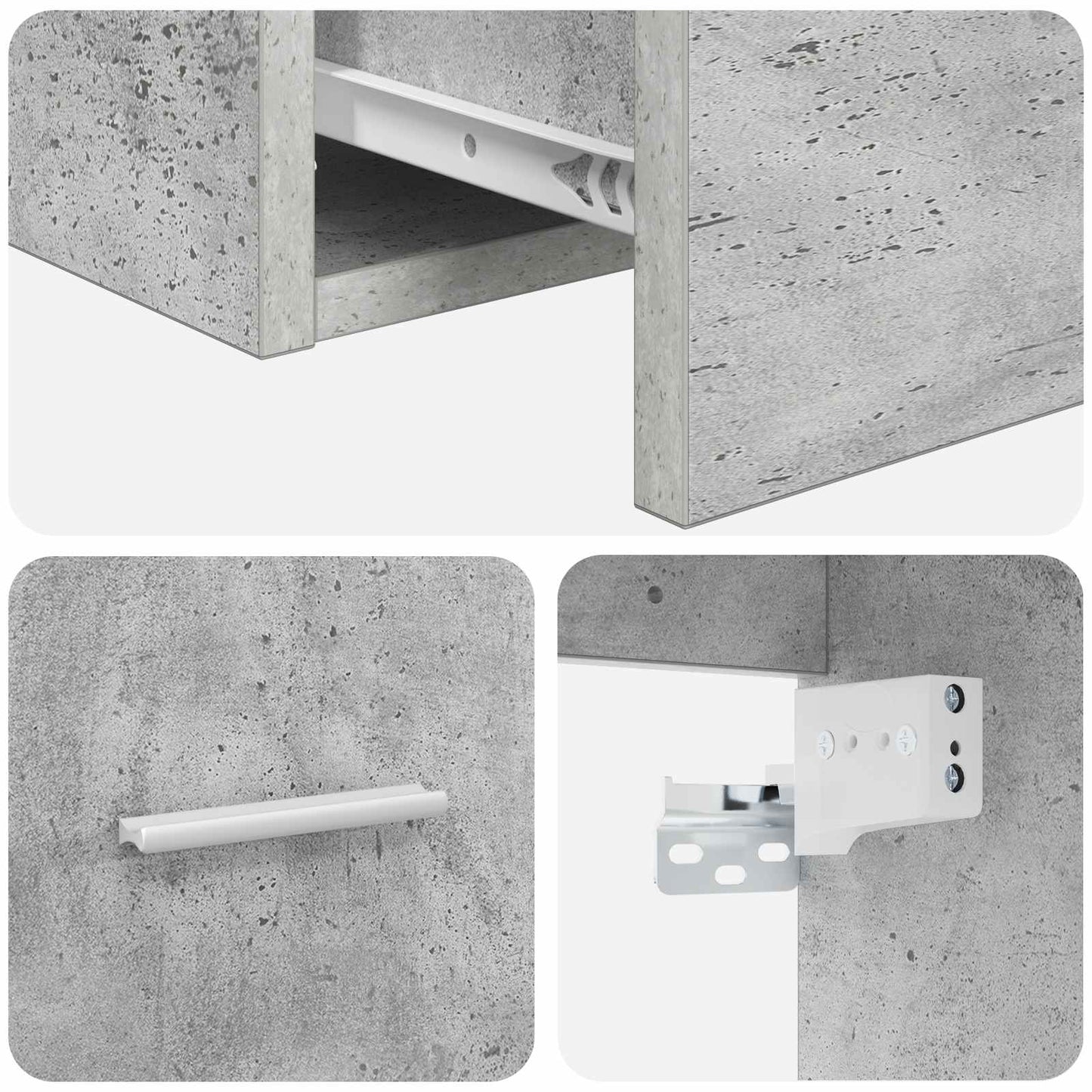 vidaXL Wall-Mounted Sink Vanity Concrete Grey 49.5 x 44.5 x 66.5 cm 6
