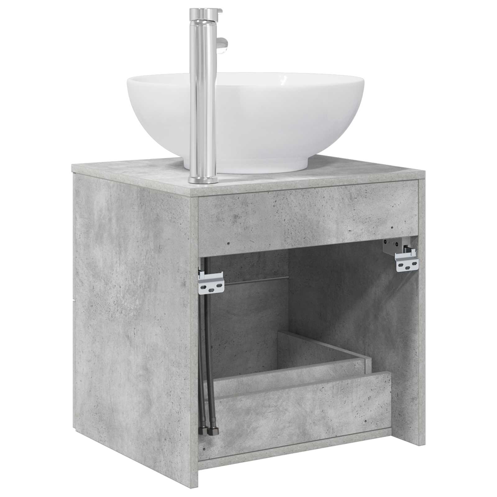 vidaXL Wall-Mounted Sink Vanity Concrete Grey 49.5 x 44.5 x 66.5 cm 5