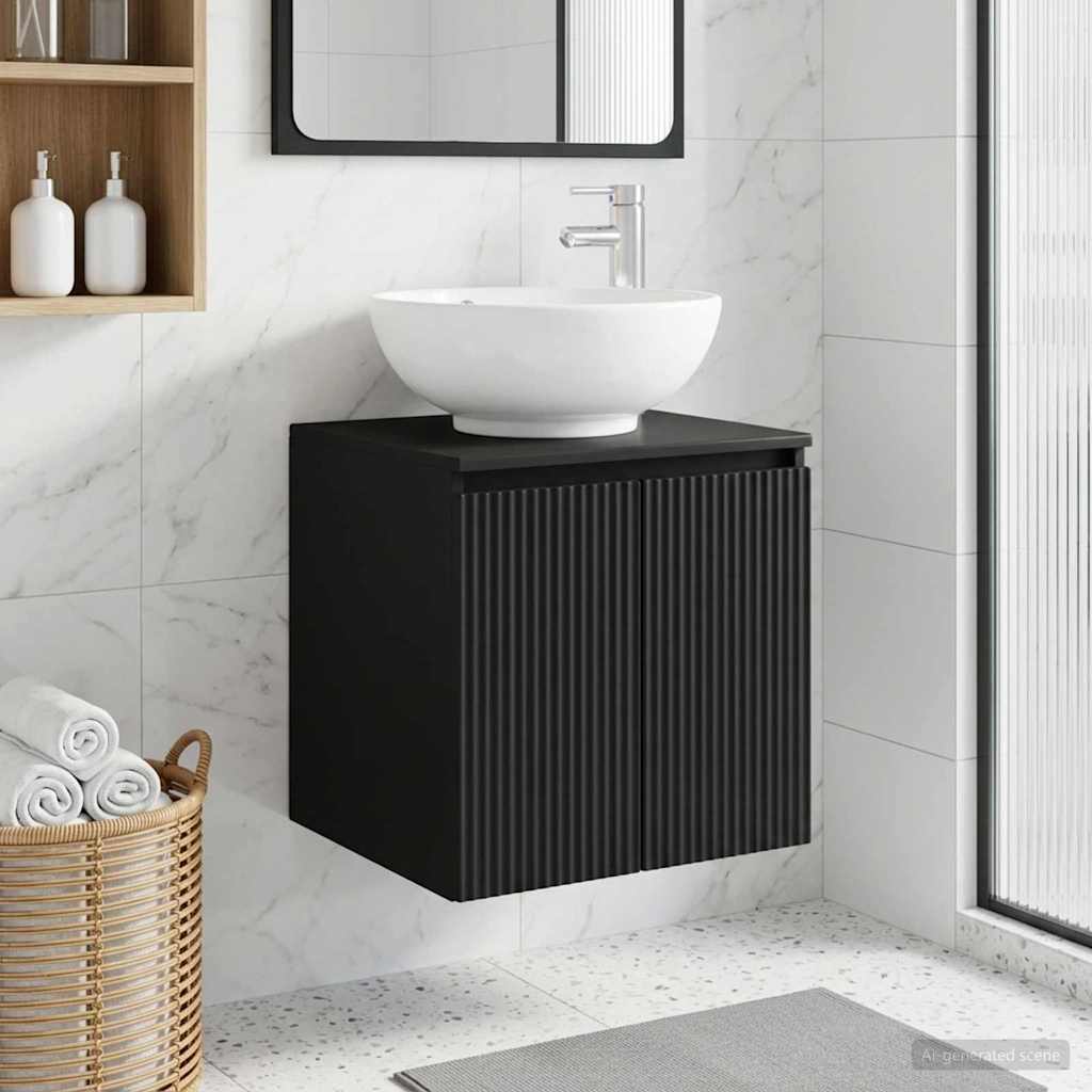 vidaXL Wall-Mounted Sink Vanity Black 49.5 x 44.5 x 65 cm 1