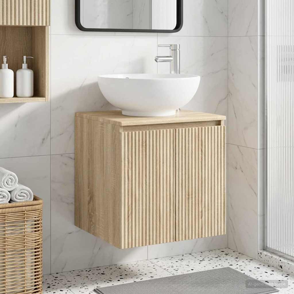 vidaXL Wall-Mounted Sink Vanity Sonoma Oak 49.5 x 44.5 x 65 cm 1